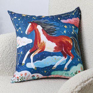 Декоративная подушка из ткани Soft с принтом коня, 45&times;45 см 45PST_26NY006 фото