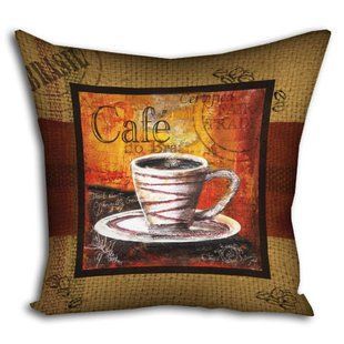 Декоративная подушка из габардина с принтом &laquo;Cafe&raquo;, 30&times;30 см 3P_PW036 фото