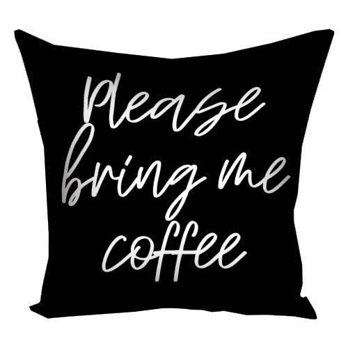 Декоративна наволочка з габардину з кавовим написом &laquo;Please bring me coffee&raquo;, 40&times;40 см 4N_COF012 фото