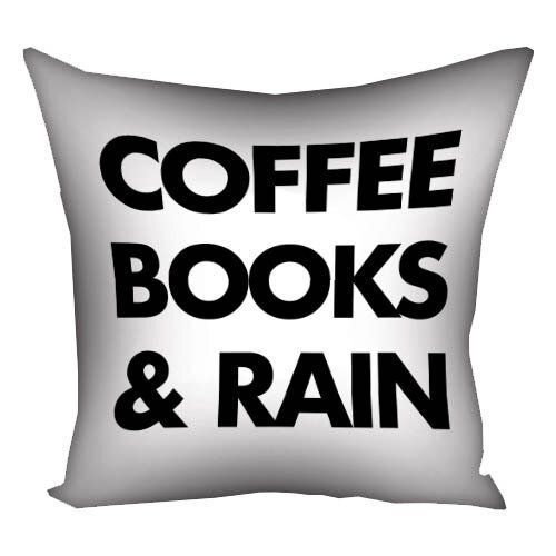 Декоративна наволочка з габардину з кавовим написом &laquo;Coffee books & rain&raquo;, 40&times;40 см 4N_COF011 фото
