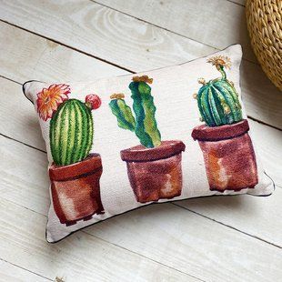 Декоративная подушка из мешковины с цветочным принтом, 45&times;32 см 43PHB_FLORA005 фото