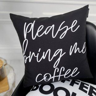 Декоративна наволочка з габардину з кавовим написом &laquo;Please bring me coffee&raquo;, 50&times;50 см 5N_COF012 фото
