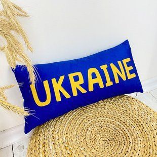 Декоративна подушка з оксамитової тканини з принтом &laquo;Ukraine&raquo;, 50&times;24 см 52BP_22U010 фото