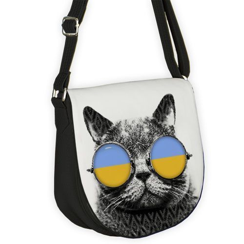 Жіноча сумка на плече з принтом кота з декоративним клапаном, 24&times;22 см SAD_15A150_BL фото