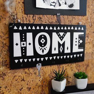 Настінна ключниця з принтом &laquo;Ключниця настінна горизонтальна Home&raquo;, 36&times;18 см KEDM_20F010 фото