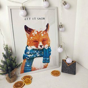 Постер у рамці A4 з написом &laquo;Let is snow&raquo;, 21&times;30 см WMT4_19NG015_WH фото