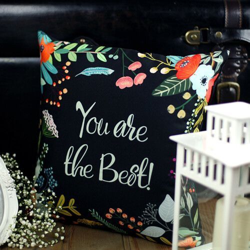 Декоративна подушка з габардину з принтом &laquo;You are the best!&raquo;, 40&times;40 см 4P_FLG003 фото