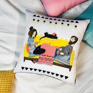 Декоративная подушка из габардина с принтом &laquo;Together is a wonderful...&raquo;, 50&times;50 см 5P_19L009 фото