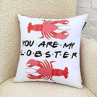 Декоративна подушка з габардину з принтом &laquo;You are my lobster&raquo;, 40&times;40 см 4P_DR012 фото