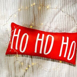 Декоративна подушка з оксамитової тканини з принтом &laquo;Ho ho ho&raquo;, 50&times;24 см 52BP_22NG012 фото