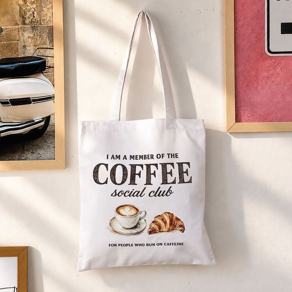 Текстильна еко-сумка Market (шопер) з гастрономічним сюжетом &laquo;Coffee social club&raquo;, 38&times;40 см KOTC_26L025 фото