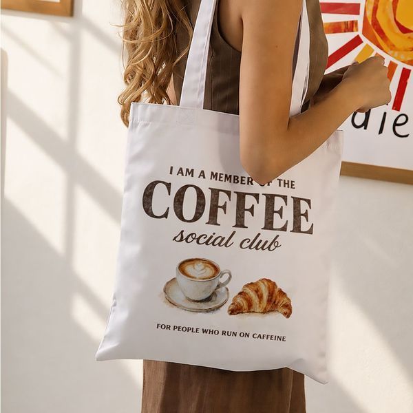 Текстильна еко-сумка Market (шопер) з гастрономічним сюжетом &laquo;Coffee social club&raquo;, 38&times;40 см KOTC_26L025 фото