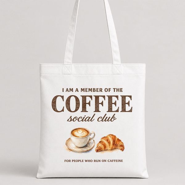 Текстильна еко-сумка Market (шопер) з гастрономічним сюжетом &laquo;Coffee social club&raquo;, 38&times;40 см KOTC_26L025 фото