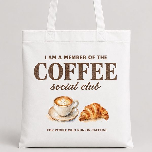 Текстильна еко-сумка Market (шопер) з гастрономічним сюжетом &laquo;Coffee social club&raquo;, 38&times;40 см KOTC_26L025 фото