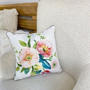 Декоративная подушка из мешковины з квітковим букетом, 45&times;45 см 45PHB_23M017 фото
