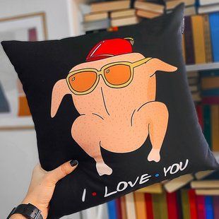 Декоративная подушка из габардина з романтичним написом &laquo;I love you ((індичка з серіалу Friend)&raquo;, 50&times;50 см 5P_21L029 фото