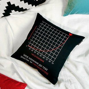 Декоративна наволочка з габардину з романтичним написом &laquo;Моє кохання до тебе зростає за експонентою&raquo;, 50&times;50 см 5N_19L025_UKR фото