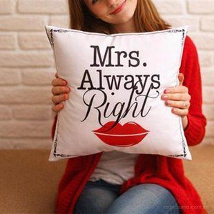 Декоративна подушка з габардину з принтом &laquo;Mrs. Always Right&raquo;, 40&times;40 см 4P_LP362 фото