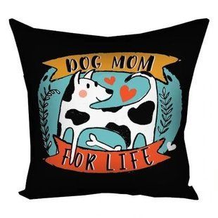 Декоративна подушка з габардину з принтом &laquo;Dog mom&raquo;, 30&times;30 см 3P_21M033 фото
