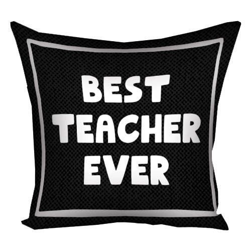 Декоративна подушка з габардину з написом для вчителя &laquo;Best teacher ever&raquo;, 50&times;50 см 5P_TCH017 фото