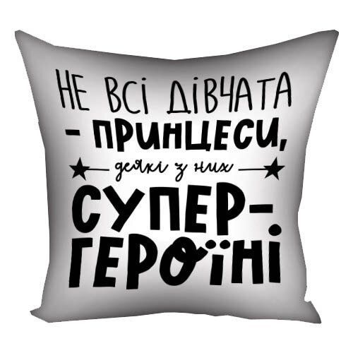 Декоративна наволочка з габардину з принтом &laquo;Не всі дівчата принцеси, деякі з них супергероїні&raquo;, 50&times;50 см 5N_21M022 фото