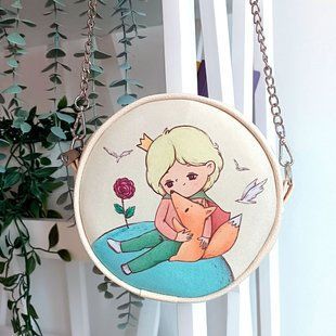 &laquo;Маленький принц&raquo; &mdash; жіноча кругла сумка Tablet з казковим мотивом на блискавці, 18&times;7 см RS_23S008_SBR фото