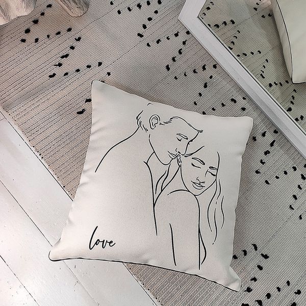 Декоративна наволочка з габардину з романтичним написом &laquo;Love&raquo;, 40&times;40 см 4N_21L002 фото