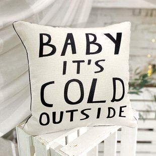 Декоративная подушка из мешковины с принтом &laquo;(мешковина) Baby it`s cold outside&raquo;, 45&times;45 см 45PHB_22NG001 фото