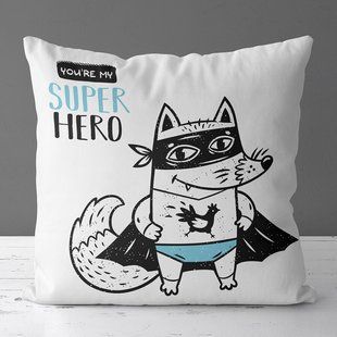 Декоративна подушка з габардину з принтом &laquo;You're my super hero&raquo;, 40&times;40 см 4P_18L078 фото