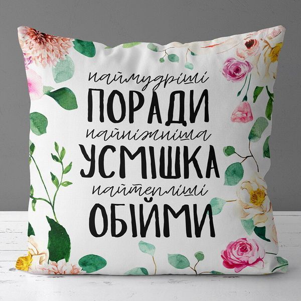 Декоративна подушка з габардину з авторським декоративним принтом, 40&times;40 см 4P_21M013 фото