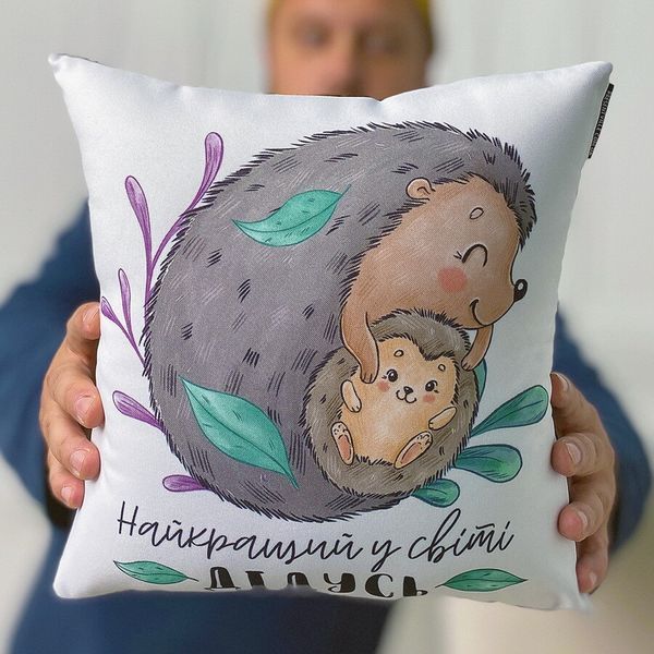 Декоративна наволочка з габардину з родинним написом &laquo;Найкращий у світі дідусь&raquo;, 40&times;40 см 4N_21M006 фото