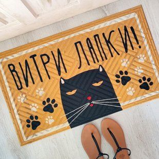 Придверний килимок з принтом з принтом кота з декоративним друком, 45&times;75&times;0.4 см KOV_20S014 фото
