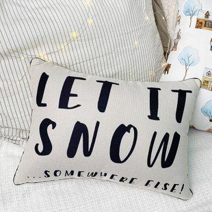 Декоративная подушка из мешковины с принтом &laquo;(мешковина) Let it snow&raquo;, 45&times;32 см 43PHB_22NG010 фото