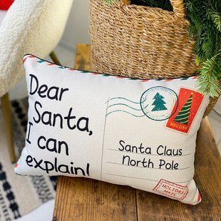 Декоративна подушка з мішковини з принтом &laquo;(мішковина) Dear Santa, i can explain&raquo;, 45&times;32 см 43PHB_23NG010 фото