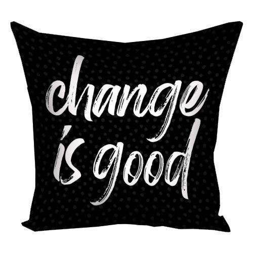 Декоративна подушка з габардину з принтом &laquo;Change is good&raquo;, 40&times;40 см 4P_CASA020 фото