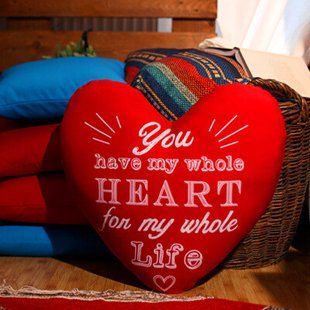 Декоративна подушка-серце з принтом &laquo;You have my whole heart for my whole life&raquo;, 37&times;37 см 4PS_15L102 фото