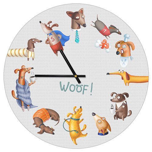 Круглий настінний годинник з принтом &laquo;Dogs Woof!&raquo;, &Oslash; 36 см CHR_P_DOG025 фото