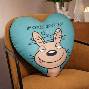 Декоративна подушка-серце з принтом &laquo;I&rsquo;m crazy about you&raquo;, 37&times;37 см 4PS_15L001 фото