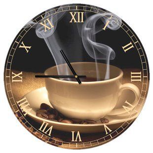 Круглий настінний годинник з кавовим написом &laquo;Coffee&raquo;, &Oslash; 36 см CHR_P_15M046 фото