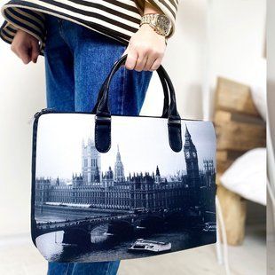 Сумка Саквояж XXL для ноутбука та документів з оформленням &laquo;Лондон&raquo; на блискавці, 43&times;28 см SWX_15N171_BL фото
