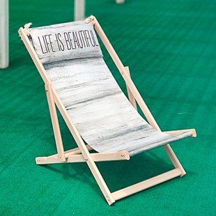 Дерев&rsquo;яний шезлонг з принтом &laquo;Life is beautiful&raquo;, 110&times;60 см SHZL_19L013 фото