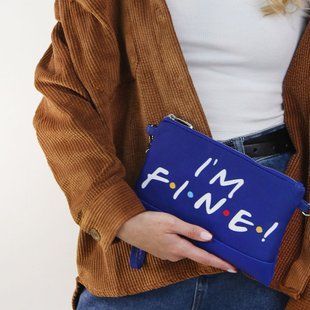Жартівливий акцент &laquo;I'm fine!&raquo; &mdash; жіночий клатч через плече на блискавці, 25&times;15 см KL_24J028_SI фото