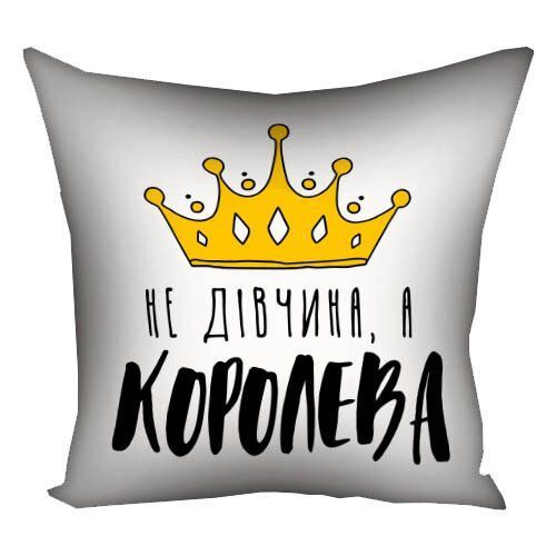 Декоративна наволочка з габардину з принтом &laquo;Не дівчина, а королева&raquo;, 50&times;50 см 5N_20F017 фото