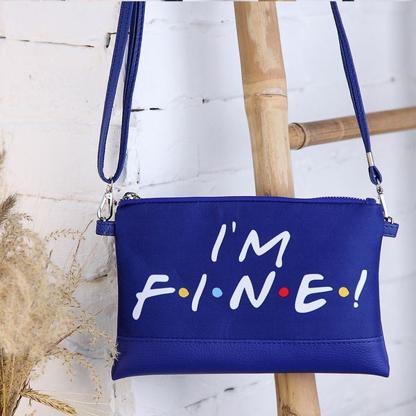 Жартівливий акцент &laquo;I'm fine!&raquo; &mdash; жіночий клатч через плече на блискавці, 25&times;15 см KL_24J028_SI фото