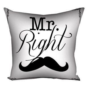 Декоративная подушка из габардина с принтом &laquo;Mr. Right&raquo;, 50&times;50 см 5P_LP363 фото