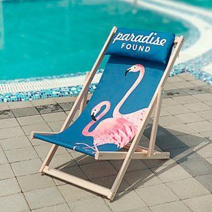 Дерев&rsquo;яний шезлонг з принтом &laquo;Фламінго Paradise found&raquo;, 110&times;60 см SHZL_19L011 фото