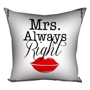 Декоративная подушка из габардина с принтом &laquo;Mrs. Always Right&raquo;, 50&times;50 см 5P_LP362 фото