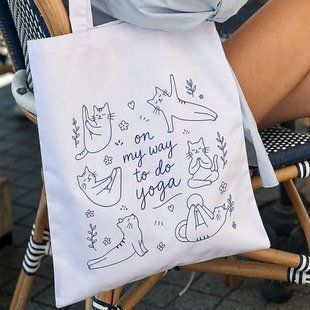 Текстильна еко-сумка Market (шопер) з оформленням &laquo;On my way to do yoga&raquo;, 38&times;40 см KOTC_26L004 фото