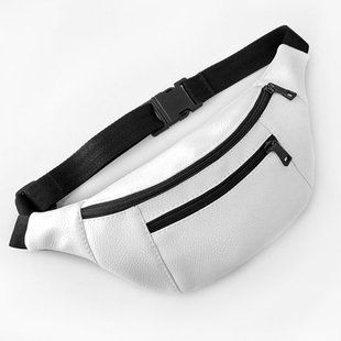 Поясна сумка-бананка Bumbag з екошкіри &mdash; модель у відтінку &laquo;білий&raquo;, 27&times;16 см EBB2_WH фото