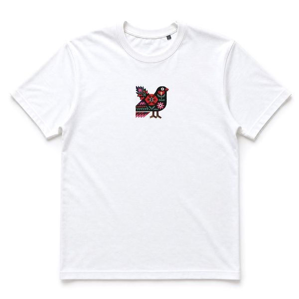 Футболка Casual Fit &laquo;Квіткова птаха&raquo; &mdash; квітковий мотив, колір білий, розміри S, M, L, XL, XXL FUT1_26S35_WHI фото